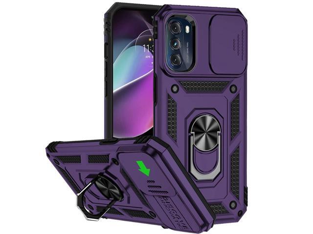 Elite Series Hybrid Case with Ring Holder and Camera Lens Cover for Motorola Moto G 5G 2022 - Purple