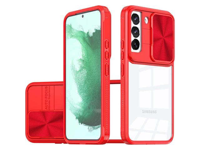 HD Transparent Case with Camera Privacy Cover for Samsung Galaxy S23 FE - Red