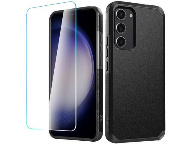 Shockproof Air Cushion Hybrid Case with Tempered Glass Screen Protector for Samsung Galaxy S23 FE - Black