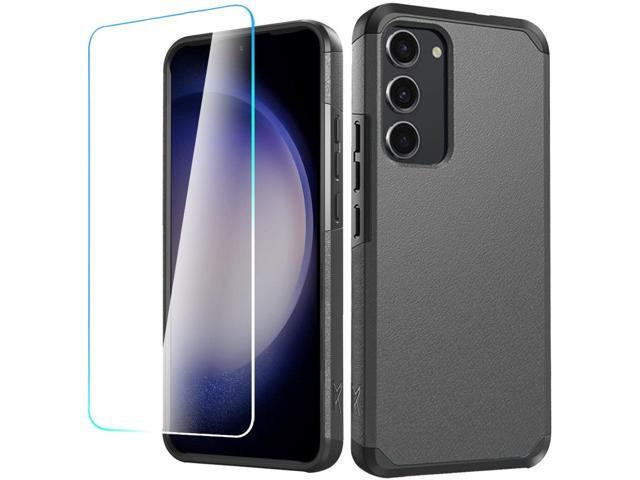 Shockproof Air Cushion Hybrid Case with Tempered Glass Screen Protector for Samsung Galaxy S23 FE - Charcoal Grey