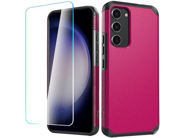 Shockproof Air Cushion Hybrid Case with Tempered Glass Screen Protector for Samsung Galaxy S23 FE - Hot Pink