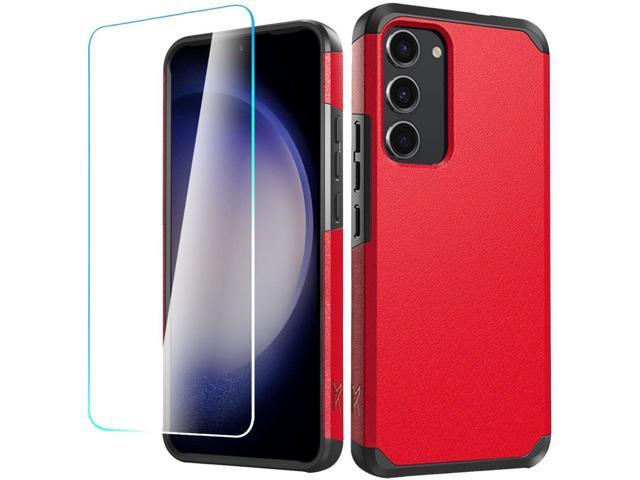 Shockproof Air Cushion Hybrid Case with Tempered Glass Screen Protector for Samsung Galaxy S23 FE - Red