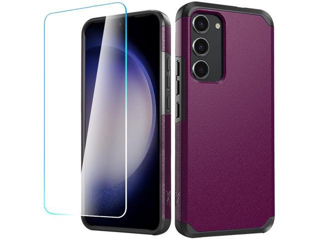 Shockproof Air Cushion Hybrid Case with Tempered Glass Screen Protector for Samsung Galaxy S23 FE - Purple