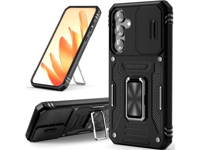 Military Grade Ring Holder Case with Camera Lens Cover for Samsung Galaxy S23 FE - Black