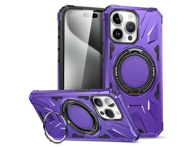 Military Grade TUFF MagSafe Case with Rotating Ring Stand for iPhone 15 - Purple