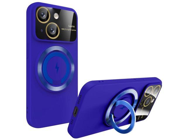 Fit TPU Case with MagSafe Ring Holder and Camera Lens Protector for iPhone 15 Plus - Blue