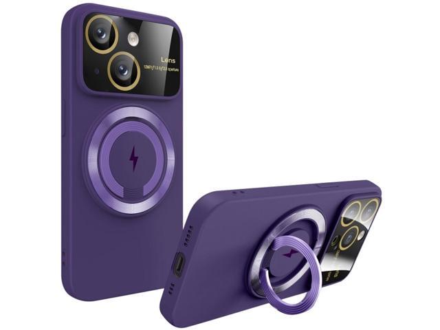 Fit TPU Case with MagSafe Ring Holder and Camera Lens Protector for iPhone 15 Plus - Purple