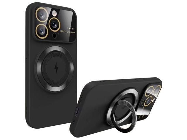 Fit TPU Case with MagSafe Ring Holder and Camera Lens Protector for iPhone 15 Pro - Black