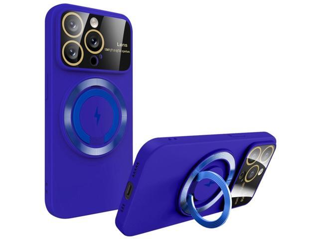 Fit TPU Case with MagSafe Ring Holder and Camera Lens Protector for iPhone 15 Pro - Blue