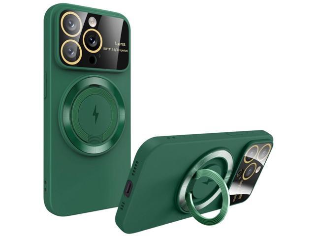 Fit TPU Case with MagSafe Ring Holder and Camera Lens Protector for iPhone 15 Pro - Green
