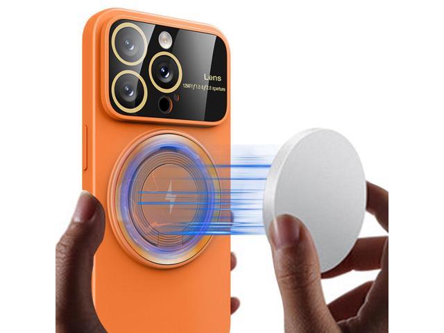 Fit TPU Case with MagSafe Ring Holder and Camera Lens Protector for iPhone 15 Pro - Orange