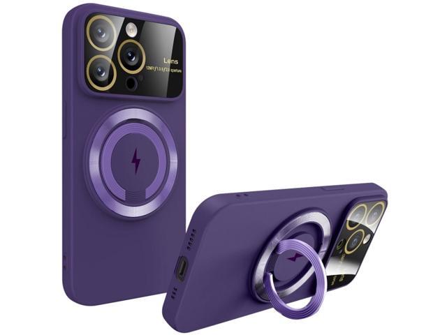 Fit TPU Case with MagSafe Ring Holder and Camera Lens Protector for iPhone 15 Pro - Purple