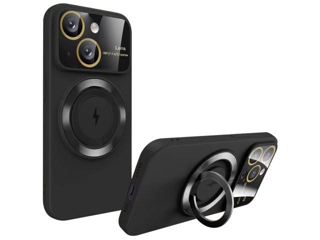 Fit TPU Case with MagSafe Ring Holder and Camera Lens Protector for iPhone 15 - Black