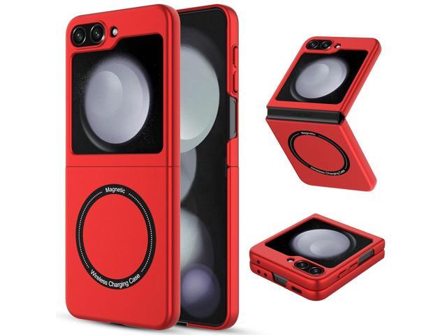 Slim Protective Cover with MagSafe Magnetic Ring for Samsung Galaxy Z Flip 5 - Red