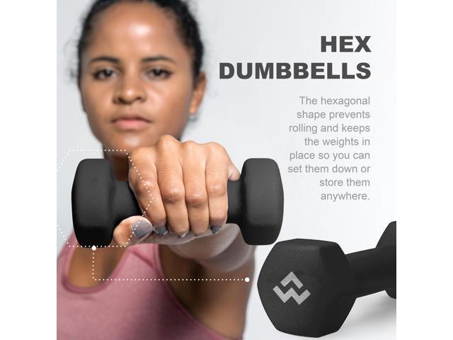 WeCare Fitness Neoprene Coated 25 Lbs Dumbbells for Non-Slip Grip (Set of Two) - Black