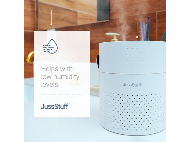 JussStuff Portable Humidifier, 1.1L Tank Cool Mist Humidifier, with 7 Colorful Night Light Function For Home and Travel - White