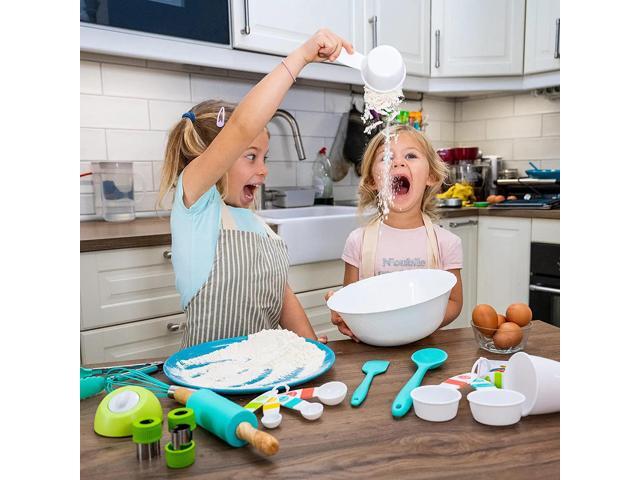 Tovla Jr. Kids Cooking Utensils Set - 4-Piece Kids Kitchen Tools - Safe Kids Baking Set - Food Grade Toddler Chef Supplies - Gender Neutral...