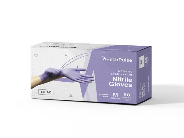 Fifth Pulse Nitrile Exam Latex Free & Powder Free Gloves - Lilac - Box of 50 Gloves (Small) XL Size 50 pack