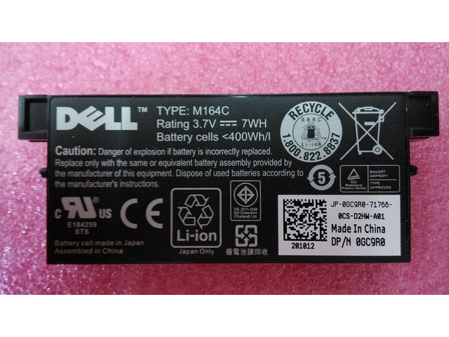 Original OEM M164C Battery M9602 (3.7V 7Wh) for DELL Poweredge PERC5i (X8483) Perc 5/e 6/e Perc6 Perc 6 Pci-e Sub Raid Controller KR174 X8483