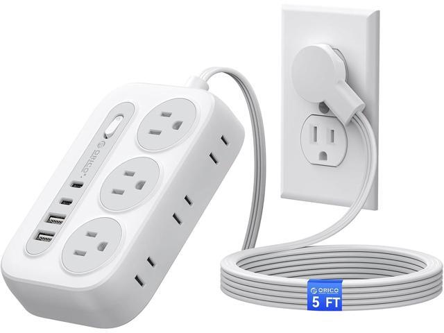 ORICO Surge Protector Power Strip, Multiple Outlets Extension Cord with 6 AC Outlets 2 USB-A and 2 USB-C Ports, 5 ft Flat Plug Power Strip,...