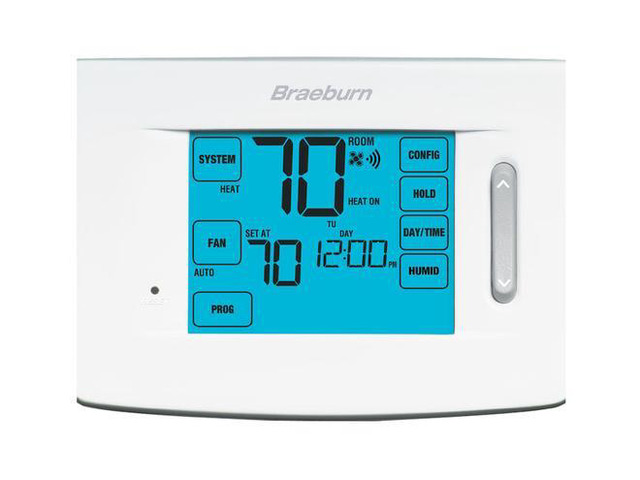 Braeburn Low Voltage WiFi Thermostat, Stages Cool 2, Stages Heat 3 White 7320