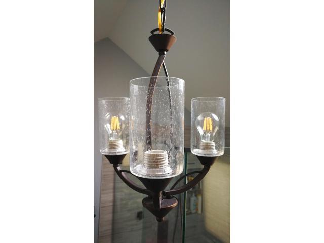 Bubble Seeded Glass Shade, LEDupdates 3 Packs Clear Cylinder for Light Fixture Glass replacement 1' 5/8 fitter