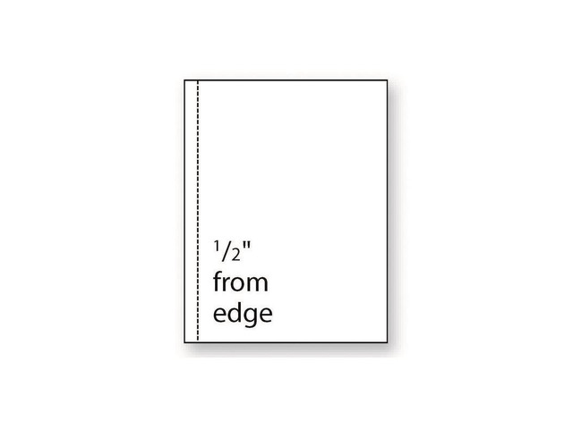 8-1/2'' x 11' Laser Cut Sheet, 20# White Stock, 1 Vertical Perforation 1/2' from Left (Carton of 2500)