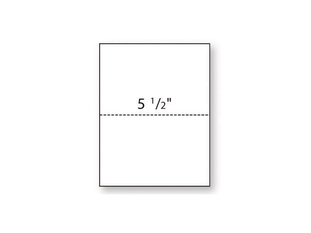 8-1/2'' x 11' Laser Cut Sheet, 20# White Stock, 1 Horizontal Perforation 5-1/2' from Bottom (Carton of 2500)