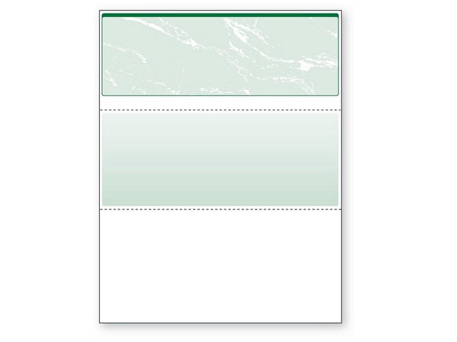 8-1/2'' x 11' Standard Green Marble Laser Check, Top Position, 24# Stock (Carton of 2500)