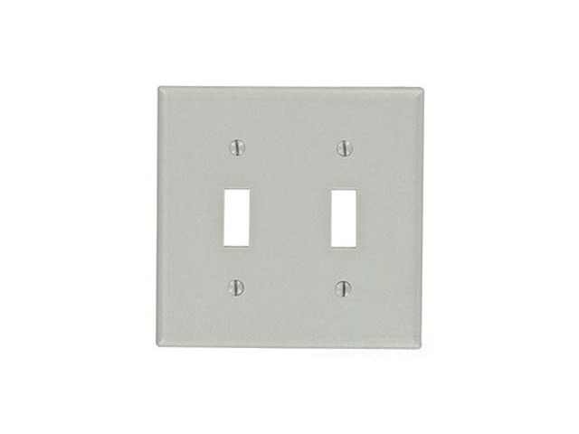 Leviton 87009 2-Gang Toggle Device Switch Wallplate, Standard Size, Thermoset, Device Mount, Gray
