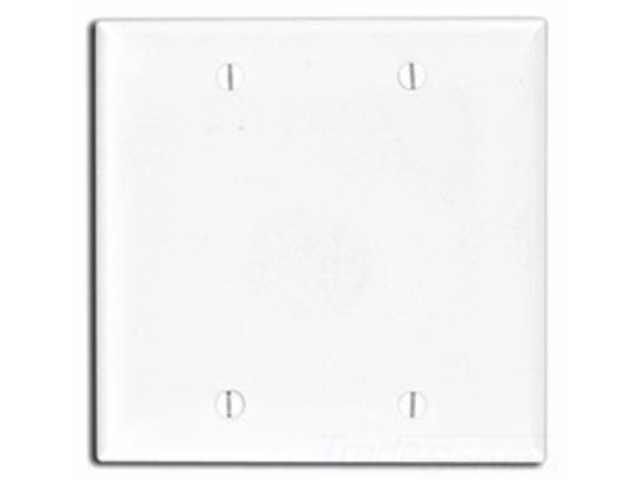 Leviton 80725-W 2-Gang No Device Blank Wallplate, Box Mounted, White