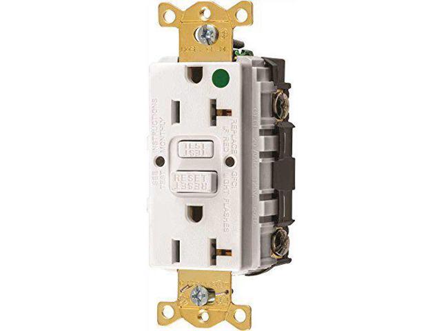 HUBBELL WIRING DEVICE-KELLEMS GFR83W GFCI Receptacle, 20A, 125VAC, 5-20R, White