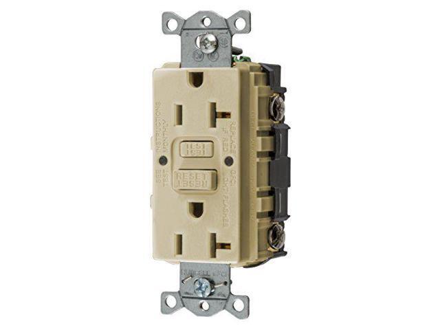 HUBBELL WIRING DEVICE-KELLEMS GFR20I GFCI Receptacle: Duplex, 1 Phase, NEMA