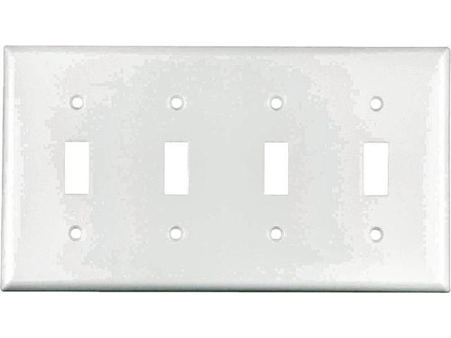 Photos - Chandelier / Lamp Cooper 2154W White Four Gang Toggle Light Switch Wall Plate 2154W-BOX