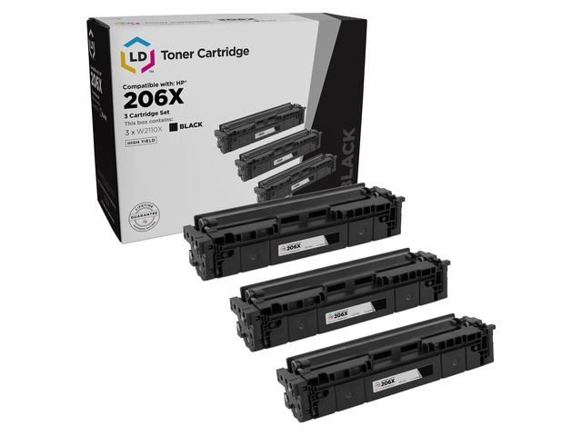 LD Products Compatible Toner Cartridge Replacement for HP 206X W2110X High Yield (Black, 3-Pack)