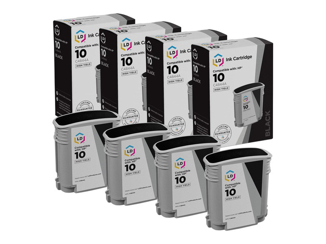 LD Products Remanufactured Ink Cartridge Replacement for HP 10 C4844A High Yield (Black, 4-Pack)