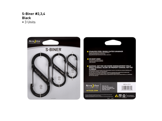 NITE IZE SB234-03-01 Carabiner Clip,3-1/2 In.,Steel,Black