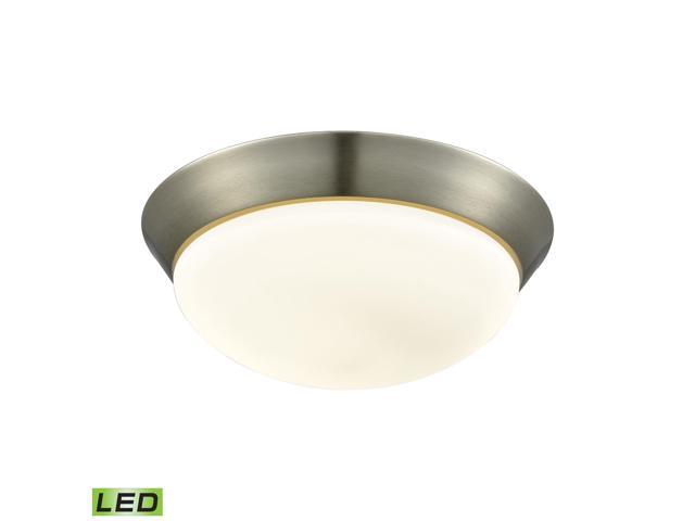 Photos - Light Bulb Contours 1 Light LED Flushmount In Satin Nickel And Opal Glass - Large FML