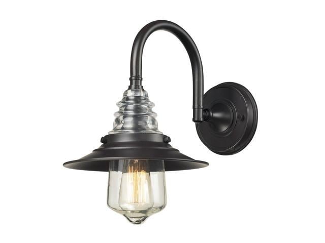Photos - Chandelier / Lamp Elk Lighting Insulator Glass 1 Light Sconce in Oiled Bronze - 66812-1 6681