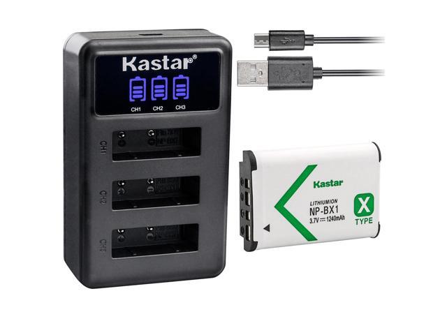 Kastar 1 Pack NP-BX1 Battery and LCD Triple USB Charger Compatible with Sony NP-BX1, Type X, X-Series Rechargeable Battery Pack, Sony BC-CSX,...