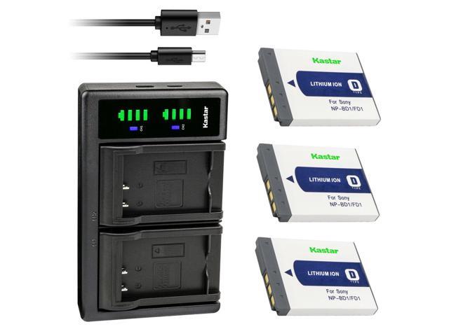 Kastar 3-Pack Battery and LTD2 USB Charger Compatible with Sony NP-BD1 NP-FD1 Battery, BC-CSD BC-CS3 Charger, Sony Cyber-shot DSC-G3, Cyber-shot...