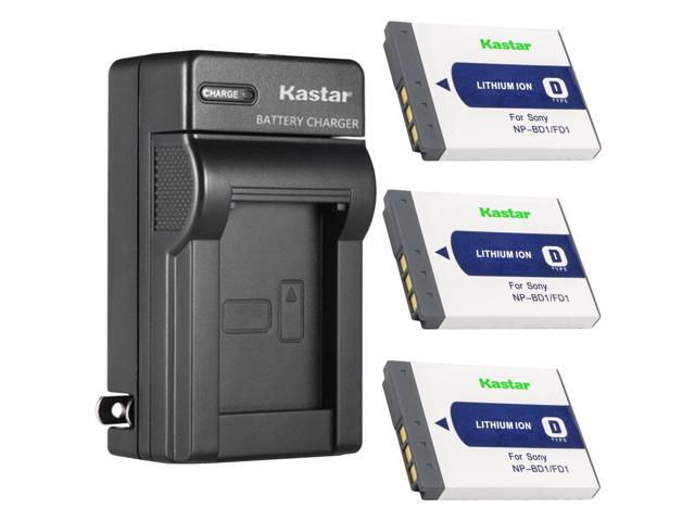 Kastar 3Pack Battery and AC Wall Charger Replacement for Sony NP-BD1 Battery, Sony BC-CSD BC-CS3 Charger, Sony Cyber-shot DSC-T300, Cyber-shot...