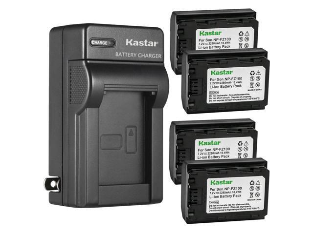 Kastar 4-Pack NP-FZ100 Battery and AC Wall Charger Replacement for Sony Alpha 7R V Full-Frame Mirrorless Interchangeable Lens Camera, FX30 Digital...
