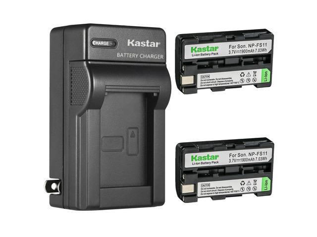 Kastar 2-Pack Battery and AC Wall Charger Replacement for Sony NP-F10 NP-FS10 NP-FS11 NP-FS12, FS21, FS31 Battery, Sony AC-VQ11, AC-VF10 Charger