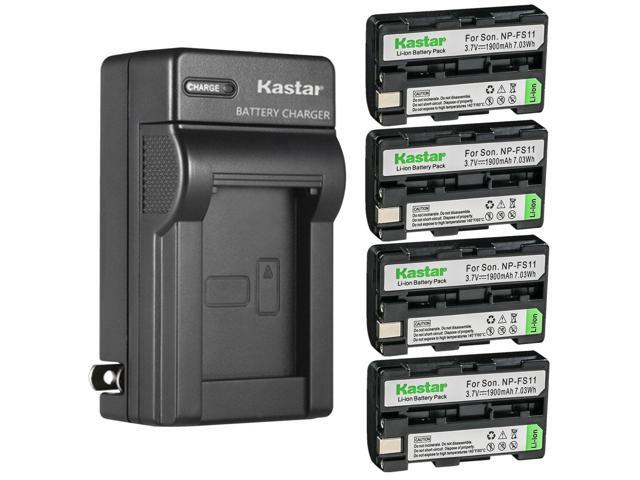 Kastar 4-Pack Battery and AC Wall Charger Replacement for Sony NP-F10 NP-FS10 NP-FS11 NP-FS12, FS21, FS31 Battery, Sony AC-VQ11, AC-VF10 Charger