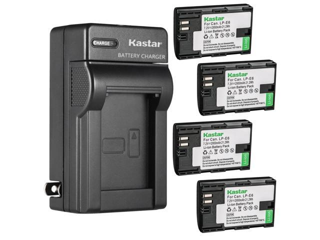 Kastar 4-Pack LP-E6 Battery and AC Wall Charger Replacement for Canon EOS 60Da, Z CAM E2C Professional 4K Cinema Camera, Marshall On-Camera HDMI...