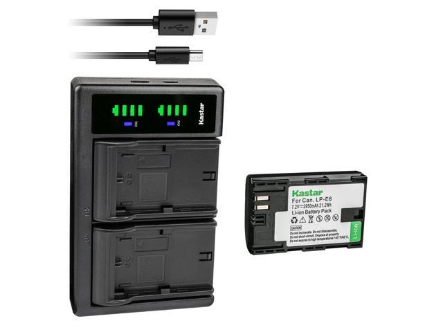Kastar 1-Pack LP-E6 Battery and LTD2 USB Charger Replacement for Marshall On-Camera HDM, IKAN On-Camera HDMI Monitor, Canon BG-E6, BG-E9, BG-E11,...