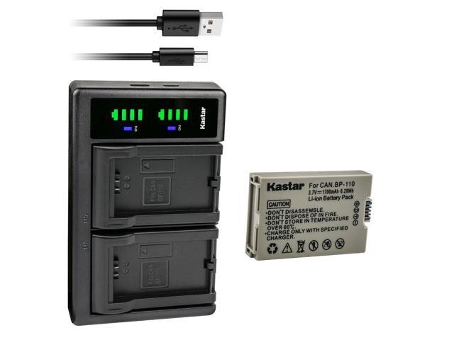 Kastar BP-110 Fully Decoded Battery 1-Pack and LTD2 USB Charger Compatible with Canon VIXIA HF R20 HFR20, VIXIA HF R20 Red, VIXIA HF R20 Silver,...