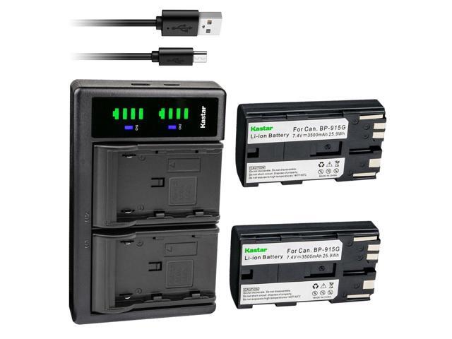 Kastar 2-Pack BP-915G Battery and LTD2 USB Charger Compatible with Canon BP-911 BP-911K BP-914 BP-915, BP-915G, BP-925, BP-930 BP-935, BP-945...