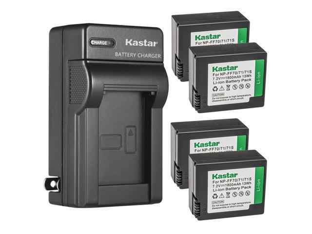 Kastar 4-Pack NP-FF70 Battery and AC Wall Charger Replacement for Sony NP-FF70, NP-FF71, NP-FF71S Battery, Sony DCR-HC1000, DCR-HC1000E, DCR-PC106,...